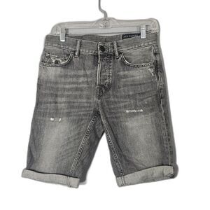AllSaints Switch Fit Jorts Sz 28 Men's Aged Black Denim Jean Shorts